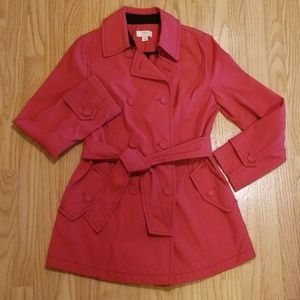 Deep coral/red Double breasted belted jacket
